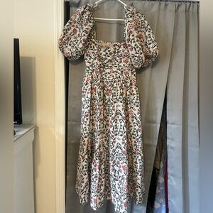 Abercrombie & Fitch Emerson Poplin Puff Sleeve Midi Dress medium